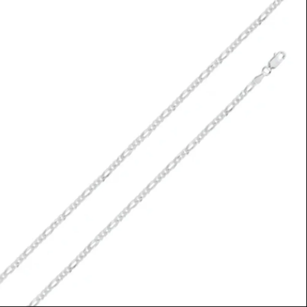 Sterling Silver 925 High Polished Figaro Chain 2.9 mm 22 inches